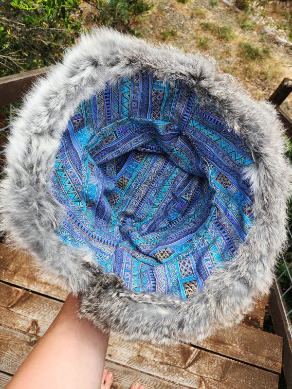 Rabbit Fur Bucket Hat (Grey)