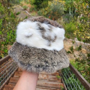 Rabbit Fur Bucket Hat (Two-Tone Grey)