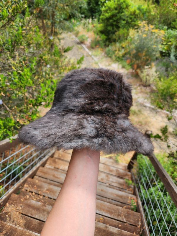 Rabbit Fur Bucket Hat (Black) - Image 3