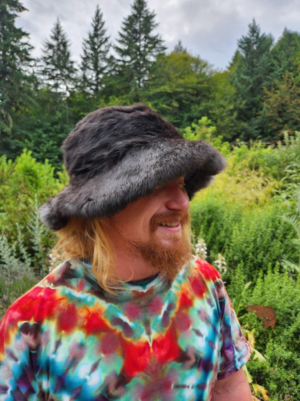 Rabbit Fur Bucket Hat (Black)