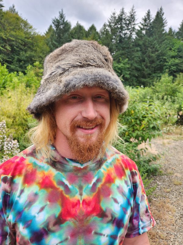 Rabbit Fur Bucket Hat (Grey/Brown) - Image 3