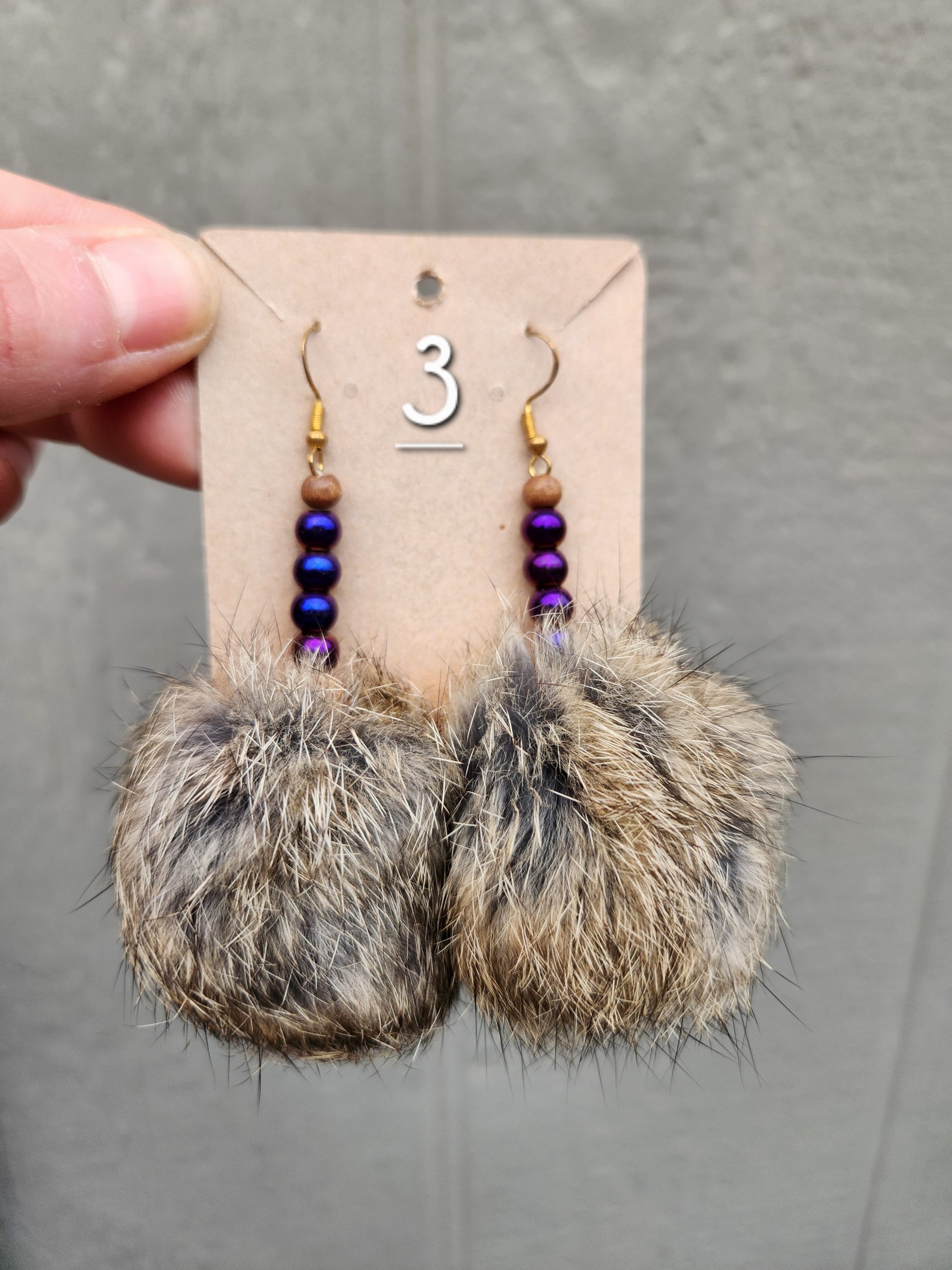Rabbit Pom Pom Earrings- Grey - Image 4