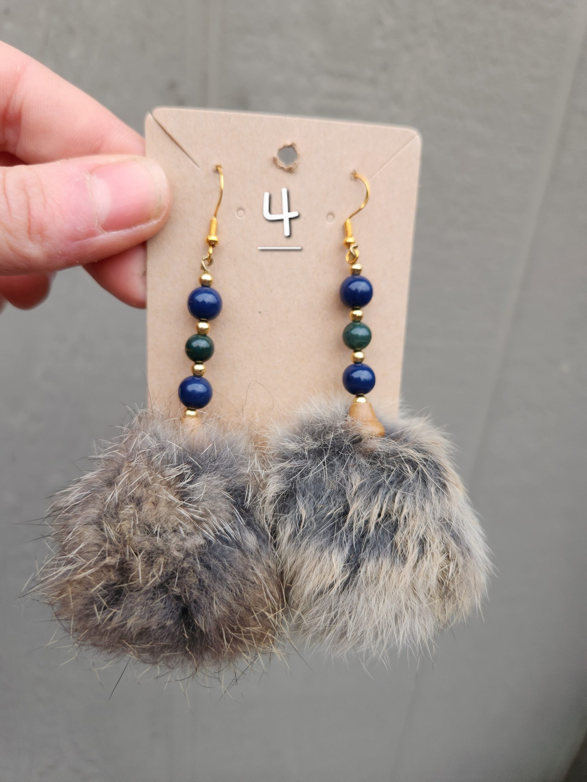 Rabbit Pom Pom Earrings- Grey - Image 5
