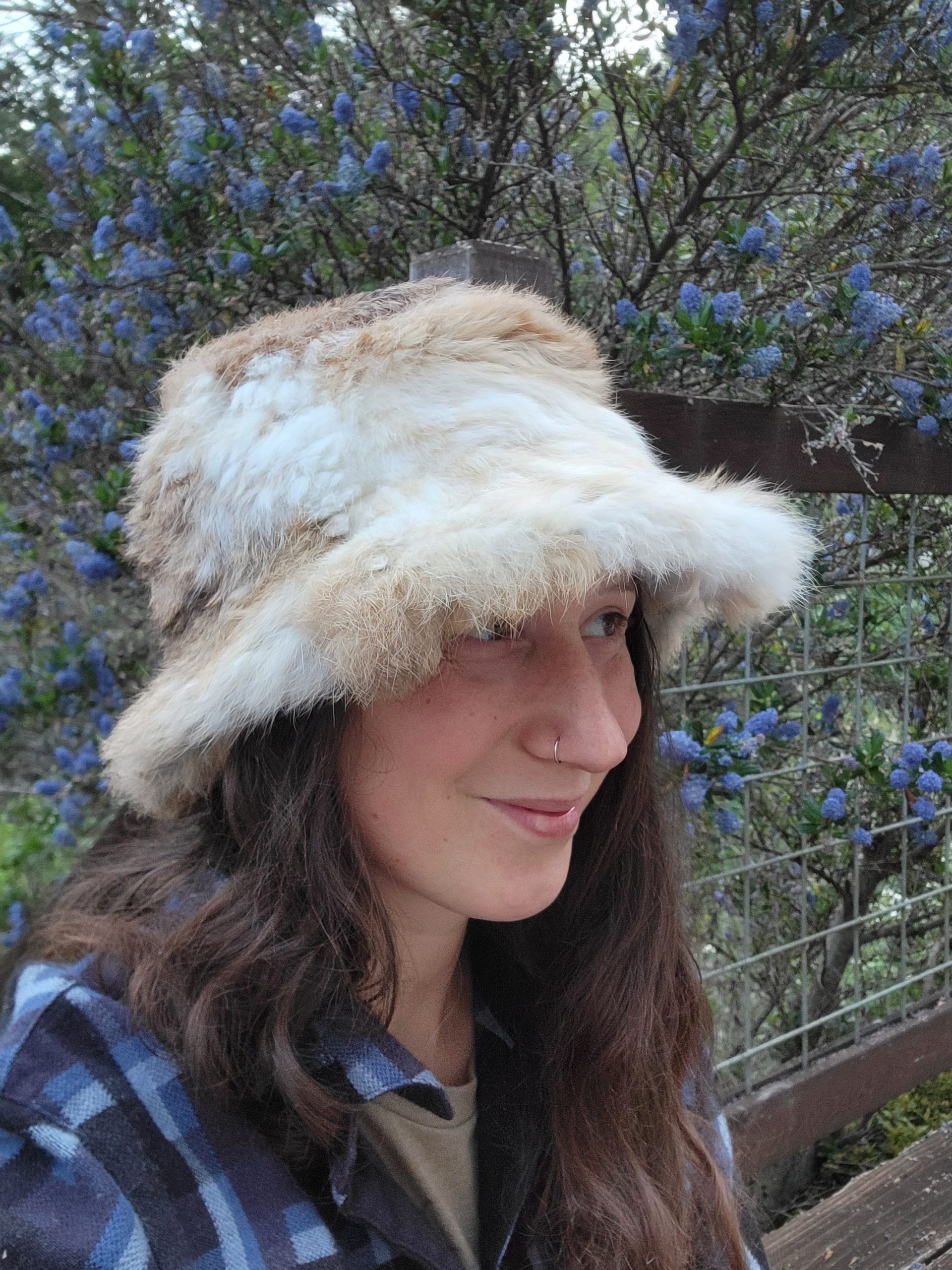 Rabbit Fur Bucket Hat (Light Brown) - Image 4