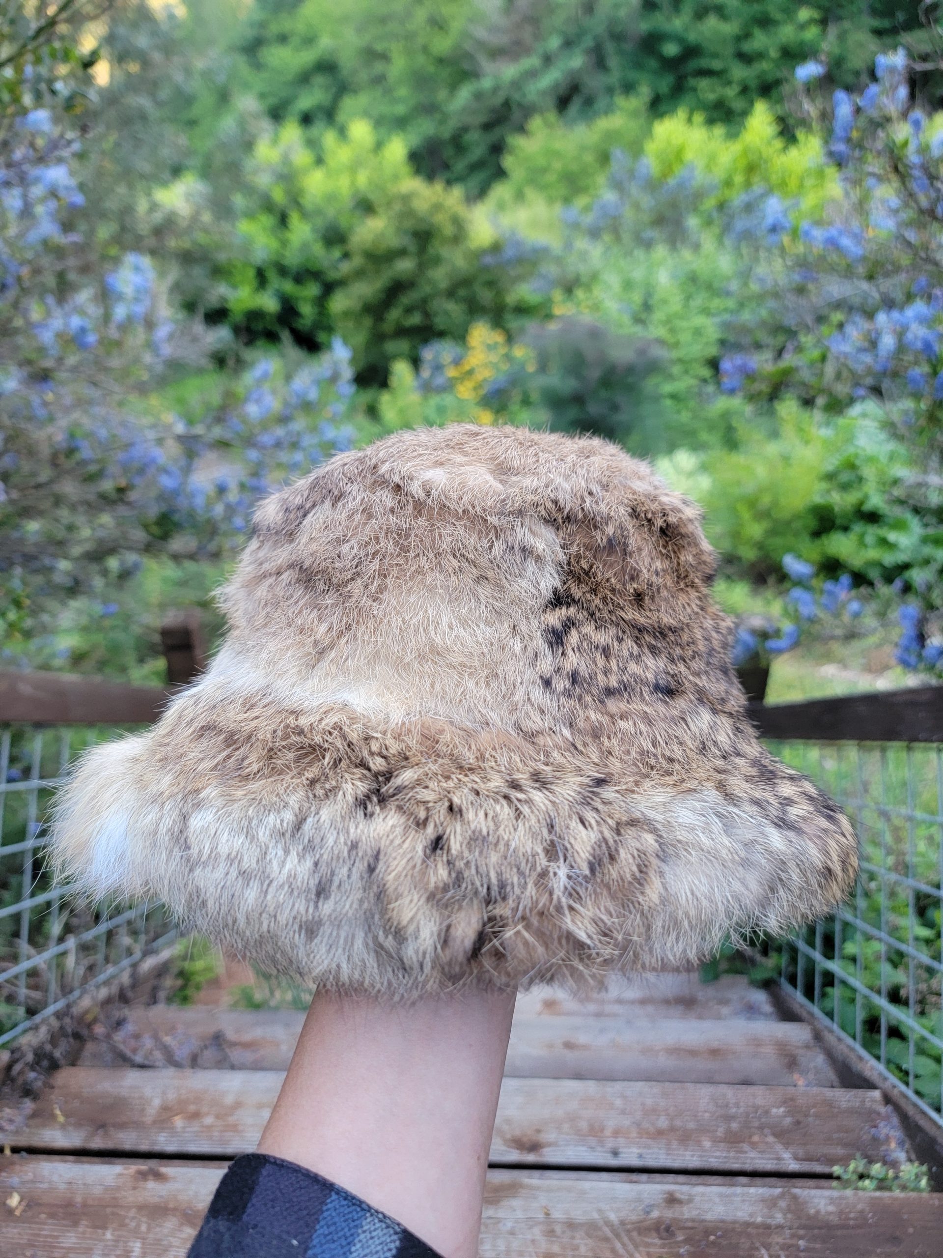 Rabbit Fur Bucket Hat (Light Brown) - Image 2