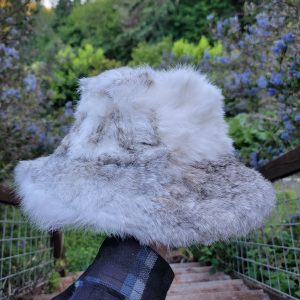 Rabbit Fur Bucket Hat- (Grey & White)