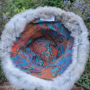Rabbit Fur Bucket Hat- (Grey & White)