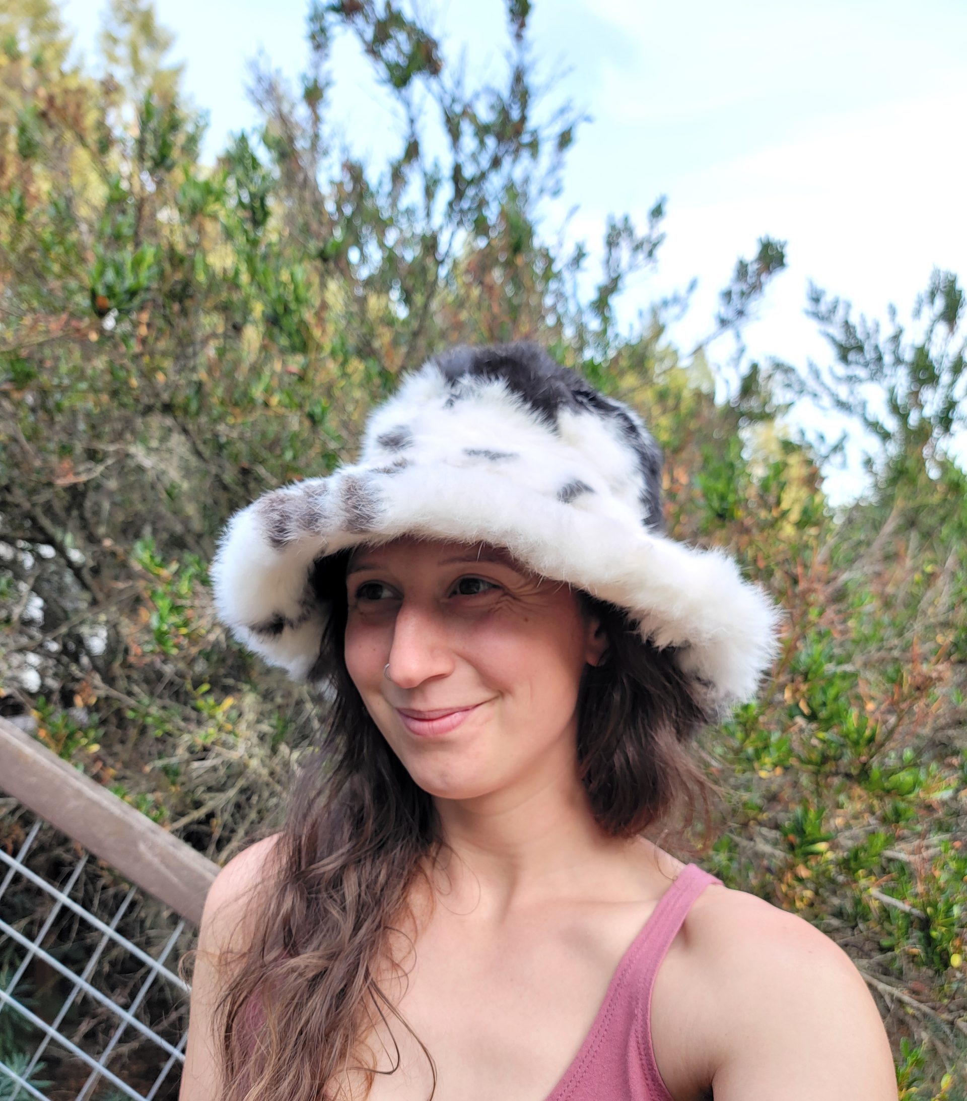 Rabbit Fur Bucket Hat- (Black & White)