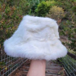 Rabbit Fur Bucket Hat- (White)