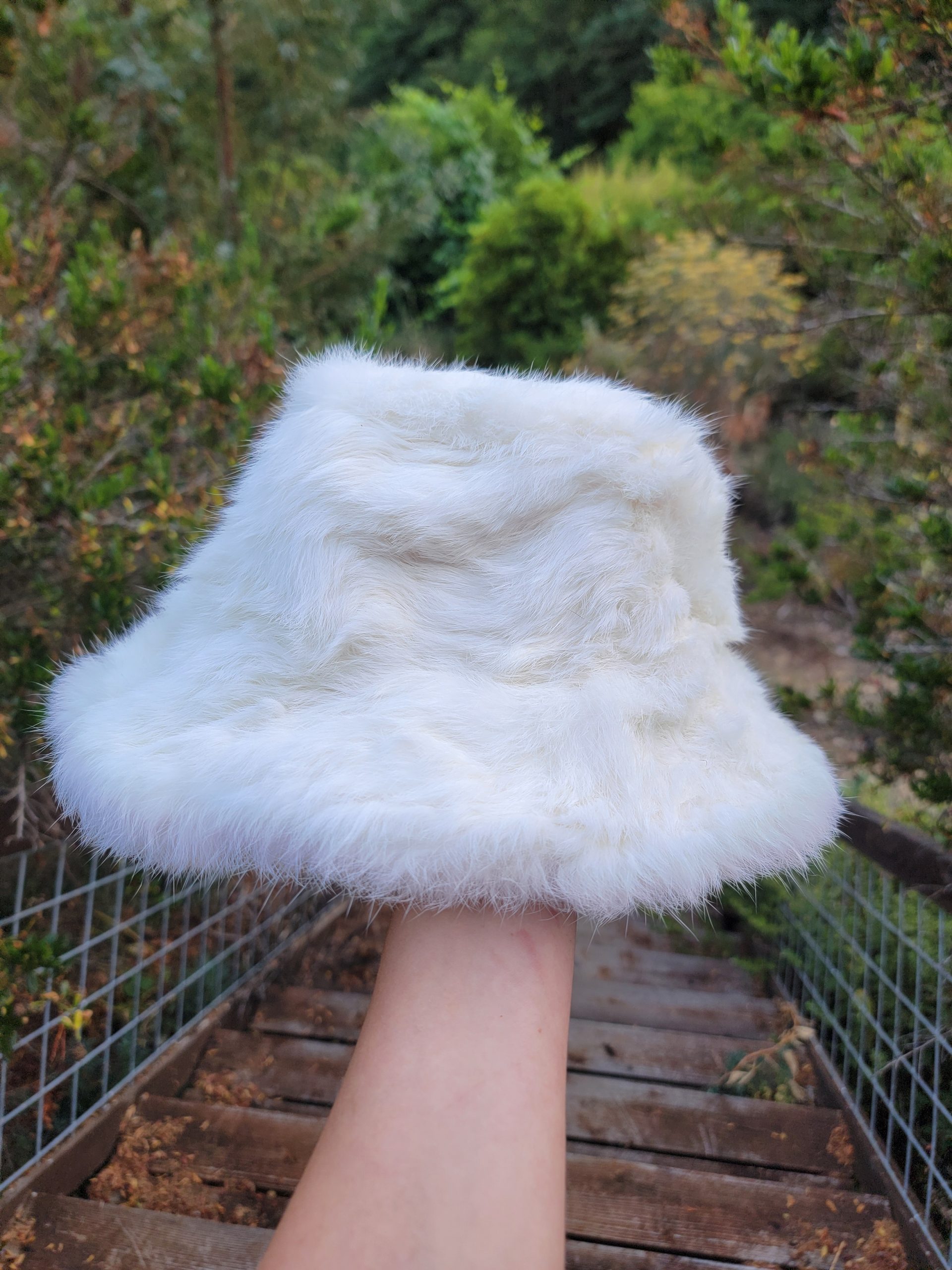Rabbit Fur Bucket Hat- (White)