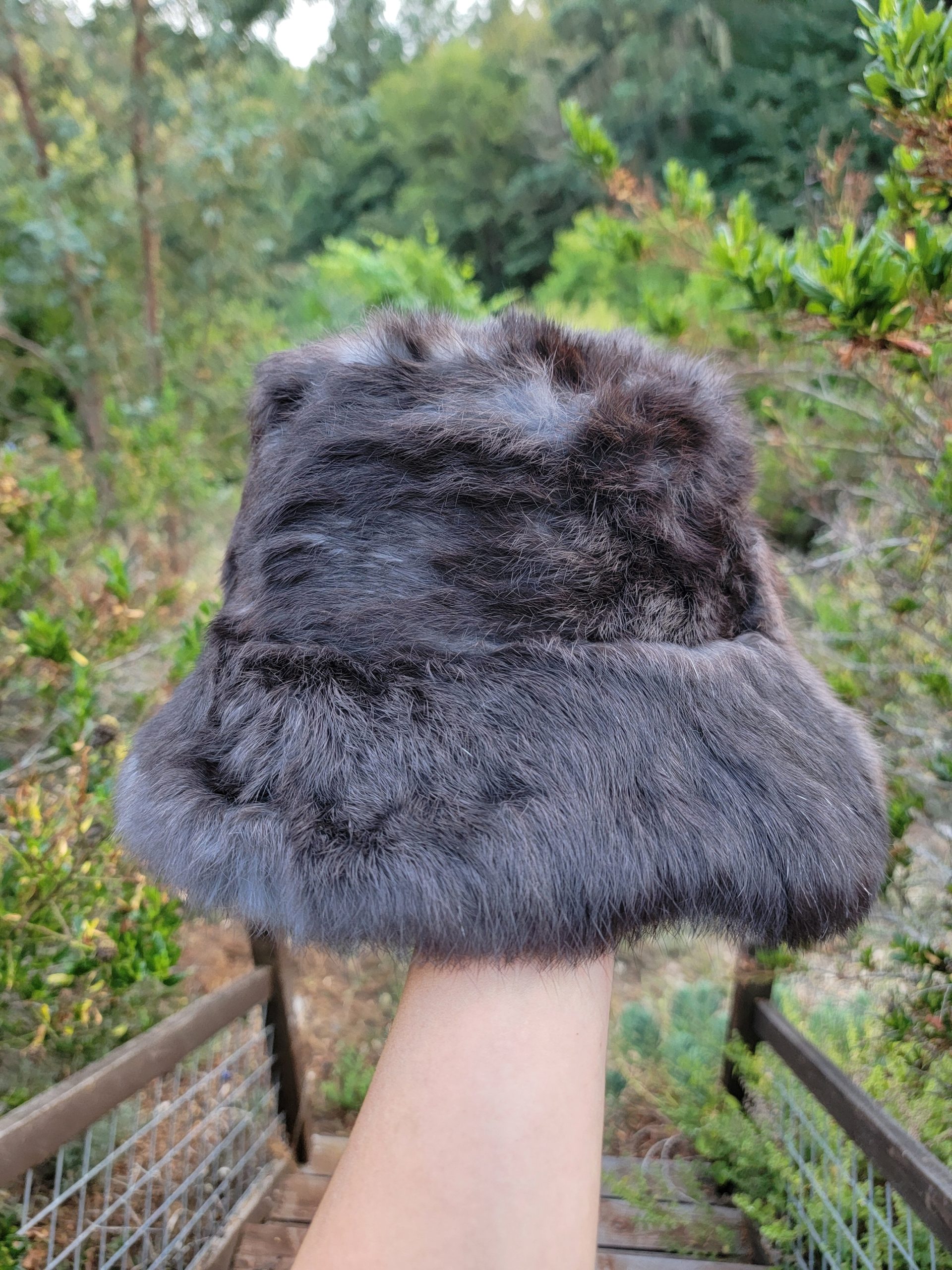 Rabbit Fur Bucket Hat- (Black) - Image 3